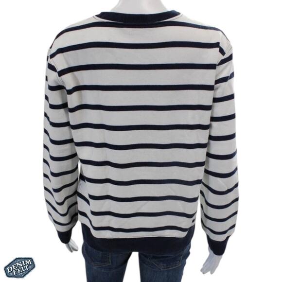 POLO RALPH LAUREN Men’s Navy Blue/White Polo Bear Striped Fleece Sweatshirt - Picture 6 of 16